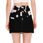 Falling Casino Card Print Side Slit Mini Skirt