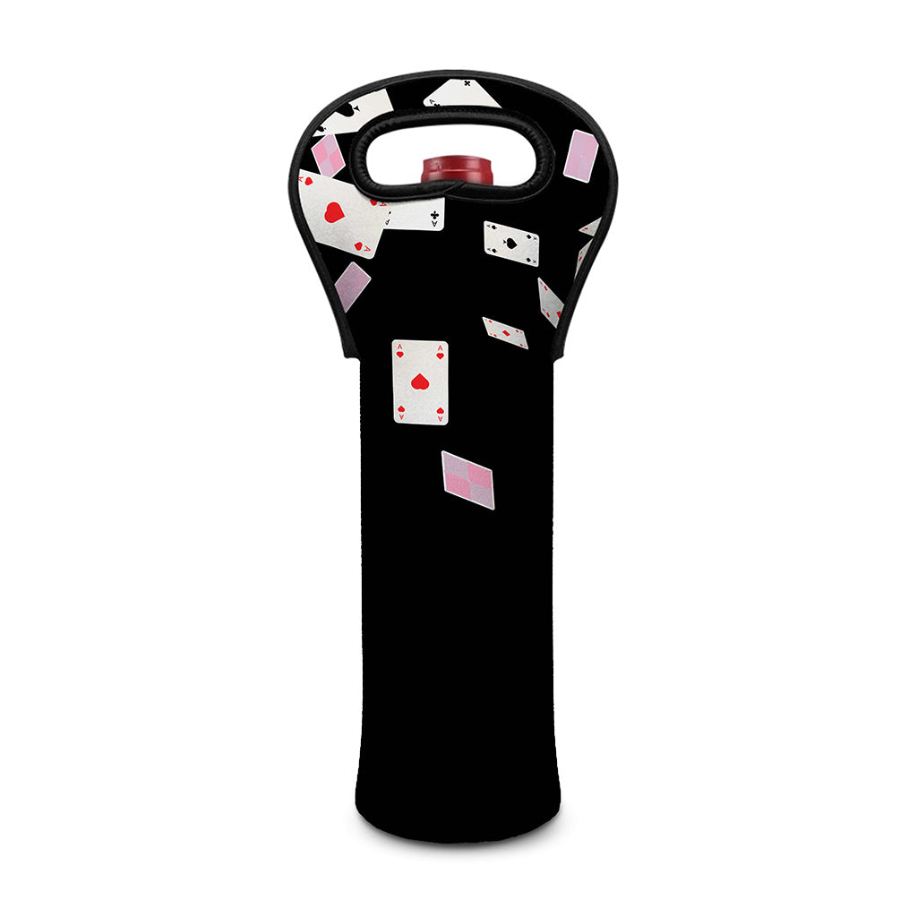 Falling Casino Card Print Single Neoprene Wine Tote