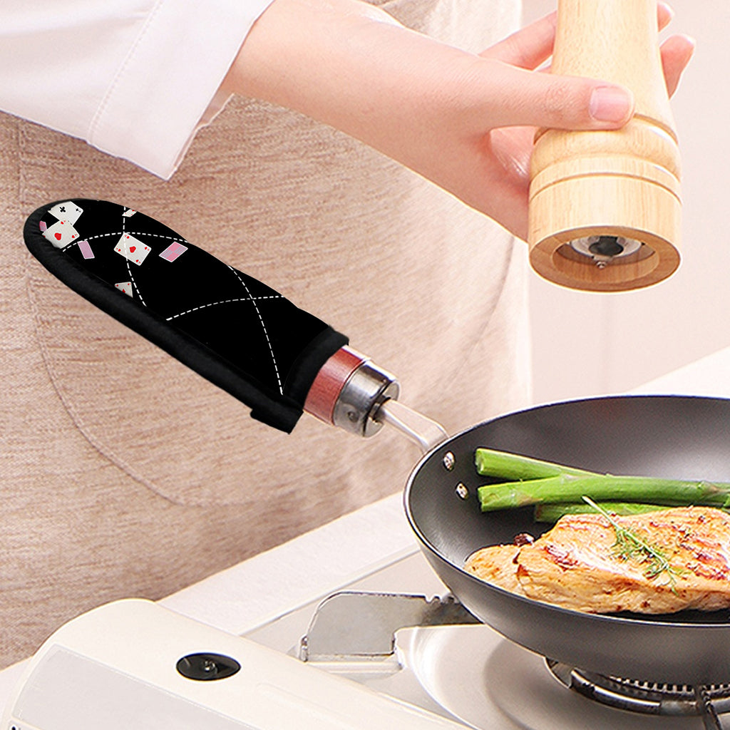 Falling Casino Card Print Skillet Handle Cover