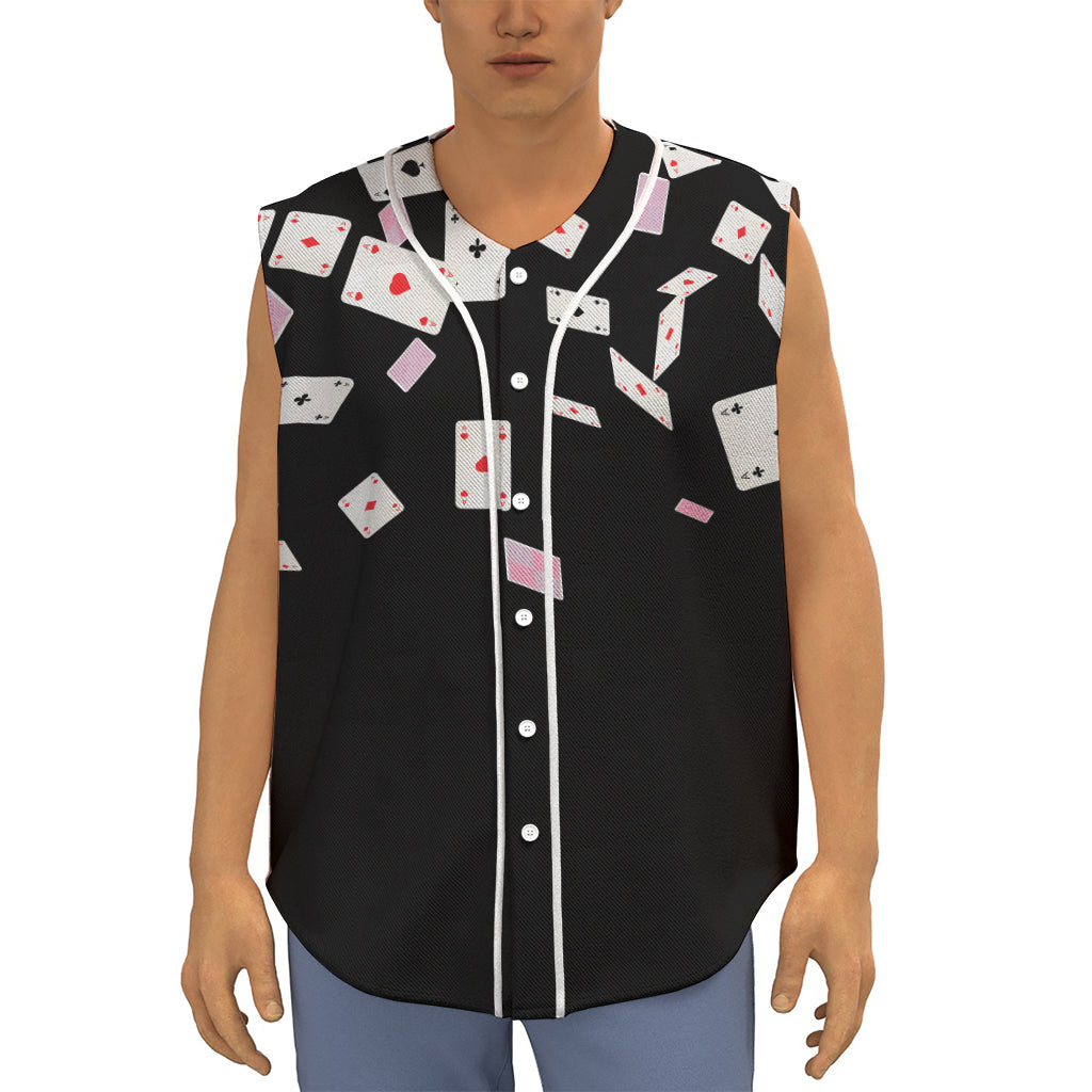 Falling Casino Card Print Sleeveless Baseball Jersey