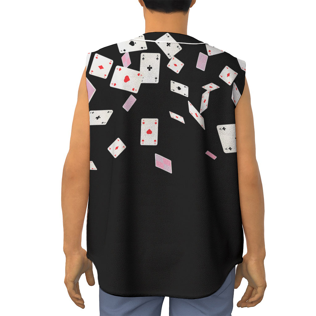 Falling Casino Card Print Sleeveless Baseball Jersey