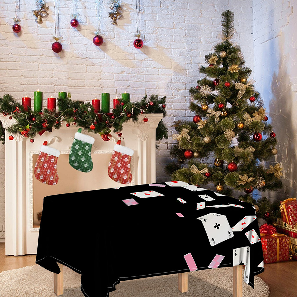 Falling Casino Card Print Tablecloth