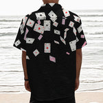 Falling Casino Card Print Textured Short Sleeve Shirt