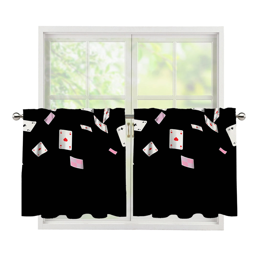 Falling Casino Card Print Tier Curtains