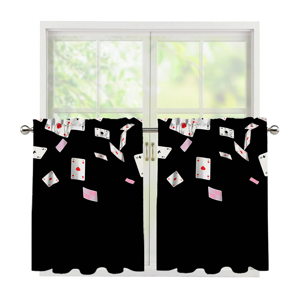 Falling Casino Card Print Tier Curtains