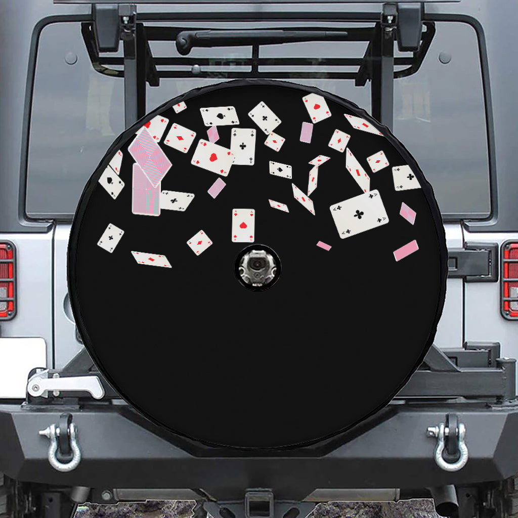 Falling Casino Card Print Tire Cover With Camera Hole