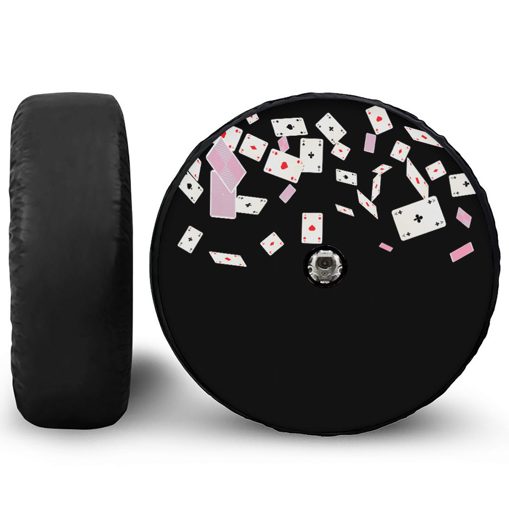 Falling Casino Card Print Tire Cover With Camera Hole
