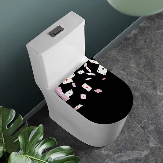 Falling Casino Card Print Toilet Lid Cover