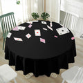 Falling Casino Card Print Waterproof Round Tablecloth