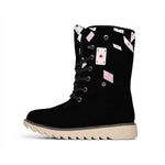 Falling Casino Card Print Winter Boots