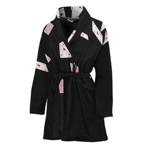 Falling Casino Card Print Women's Bathrobe