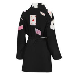 Falling Casino Card Print Women's Bathrobe