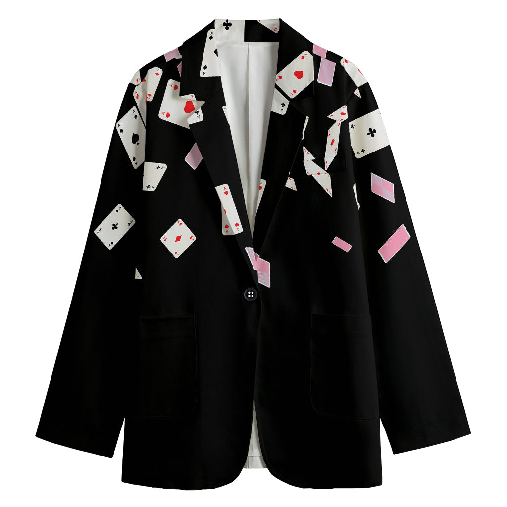 Falling Casino Card Print Women's Blazer