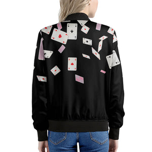 Falling Casino Card Print Women's Bomber Jacket