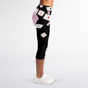 Falling Casino Card Print Women's Capri Leggings