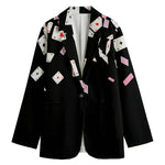 Falling Casino Card Print Women's Cotton Blazer