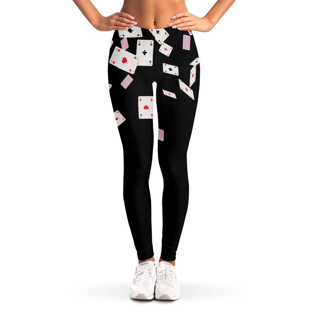 Falling Casino Card Print Women's Leggings