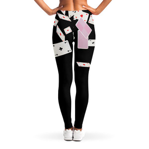 Falling Casino Card Print Women's Leggings