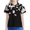 Falling Casino Card Print Women's Polo Shirt