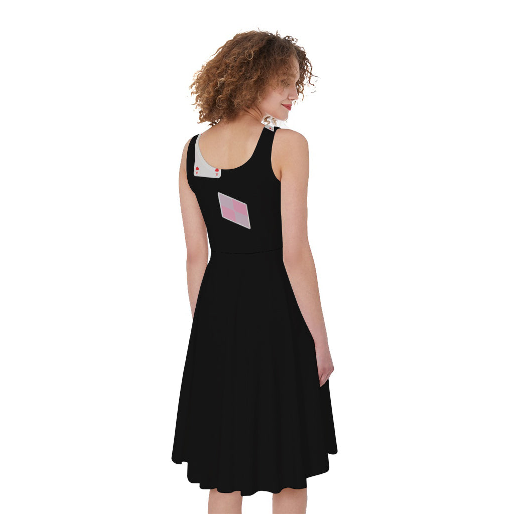 Falling Casino Card Print Women's Sleeveless Dress