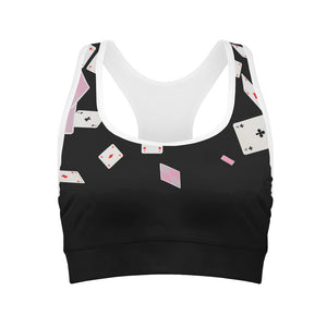 Falling Casino Card Print Women's Sports Bra