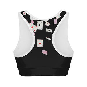 Falling Casino Card Print Women's Sports Bra