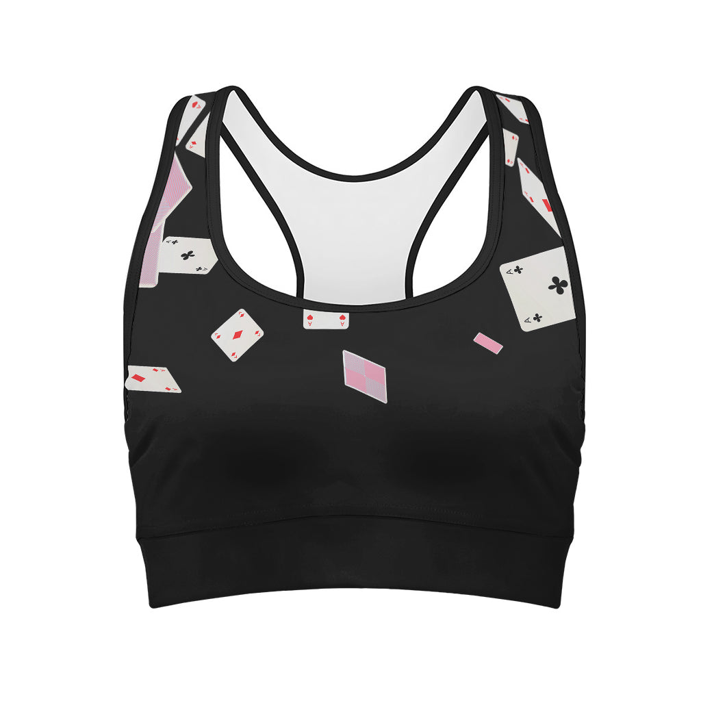 Falling Casino Card Print Women's Sports Bra