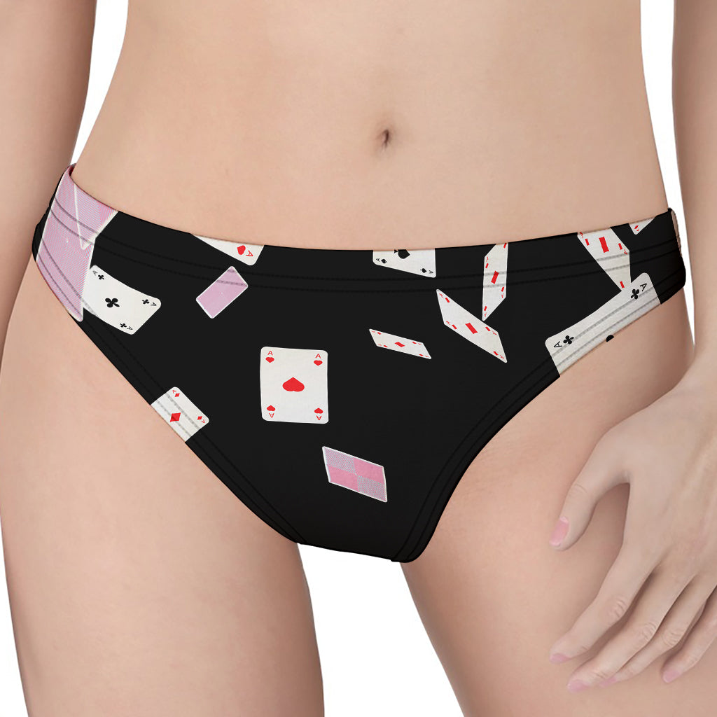 Falling Casino Card Print Women's Thong