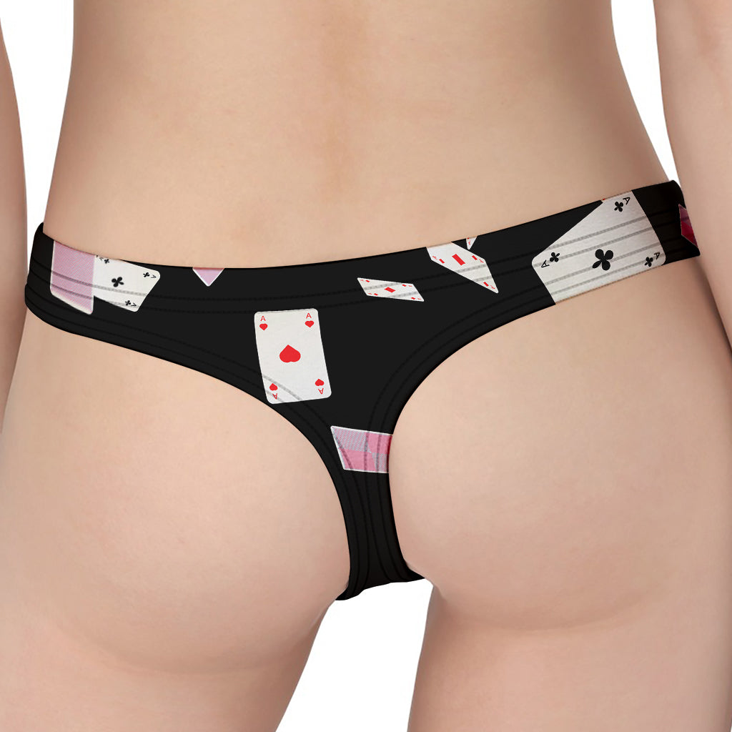 Falling Casino Card Print Women's Thong