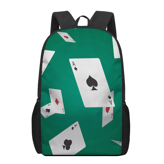 Falling Poker Cards Print 17 Inch Backpack
