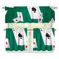 Falling Poker Cards Print 3 Piece Kitchen Curtains