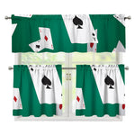 Falling Poker Cards Print 3 Piece Kitchen Curtains