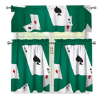 Falling Poker Cards Print 3 Piece Kitchen Curtains