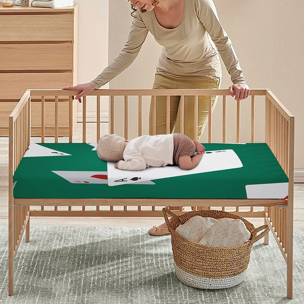 Falling Poker Cards Print Baby Crib Sheet