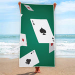 Falling Poker Cards Print Beach Towel