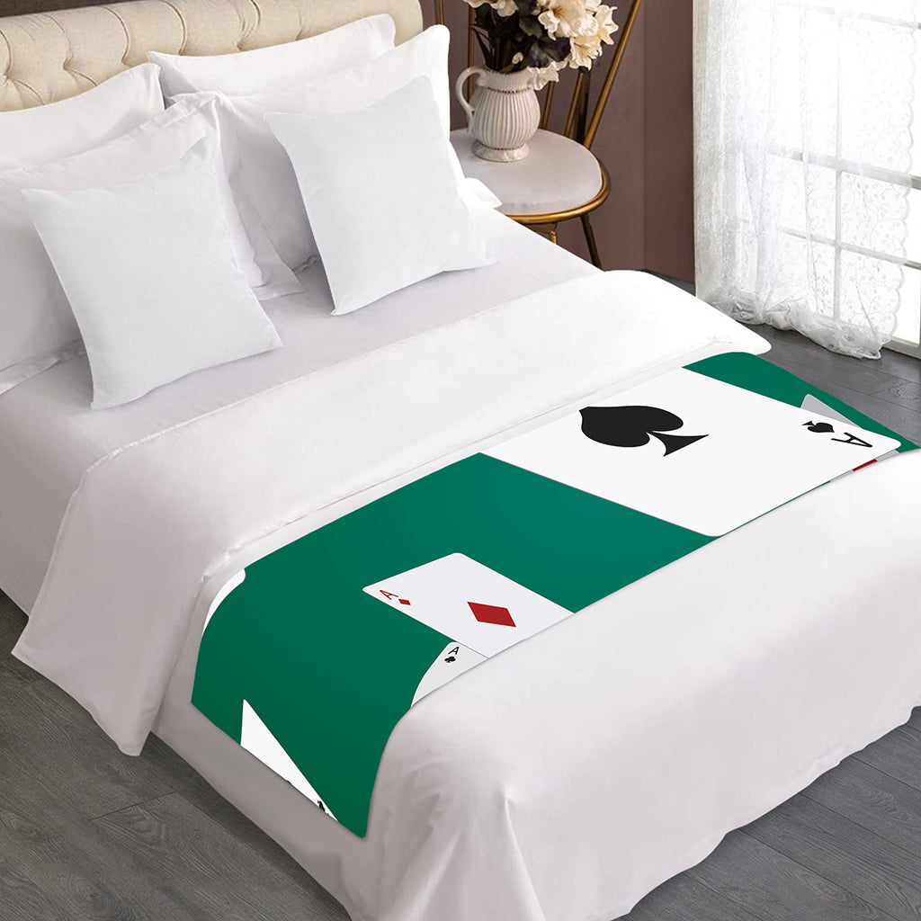 Falling Poker Cards Print Bed Runner