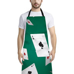 Falling Poker Cards Print Bib Apron With Pocket