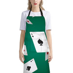 Falling Poker Cards Print Bib Apron With Pocket