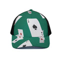 Falling Poker Cards Print Black Mesh Trucker Hat
