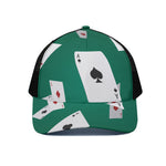 Falling Poker Cards Print Black Mesh Trucker Cap