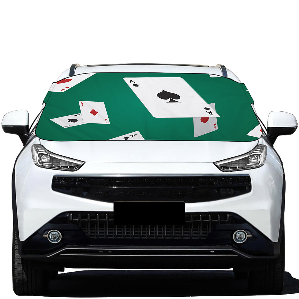 Falling Poker Cards Print Car Windshield Snow Cover