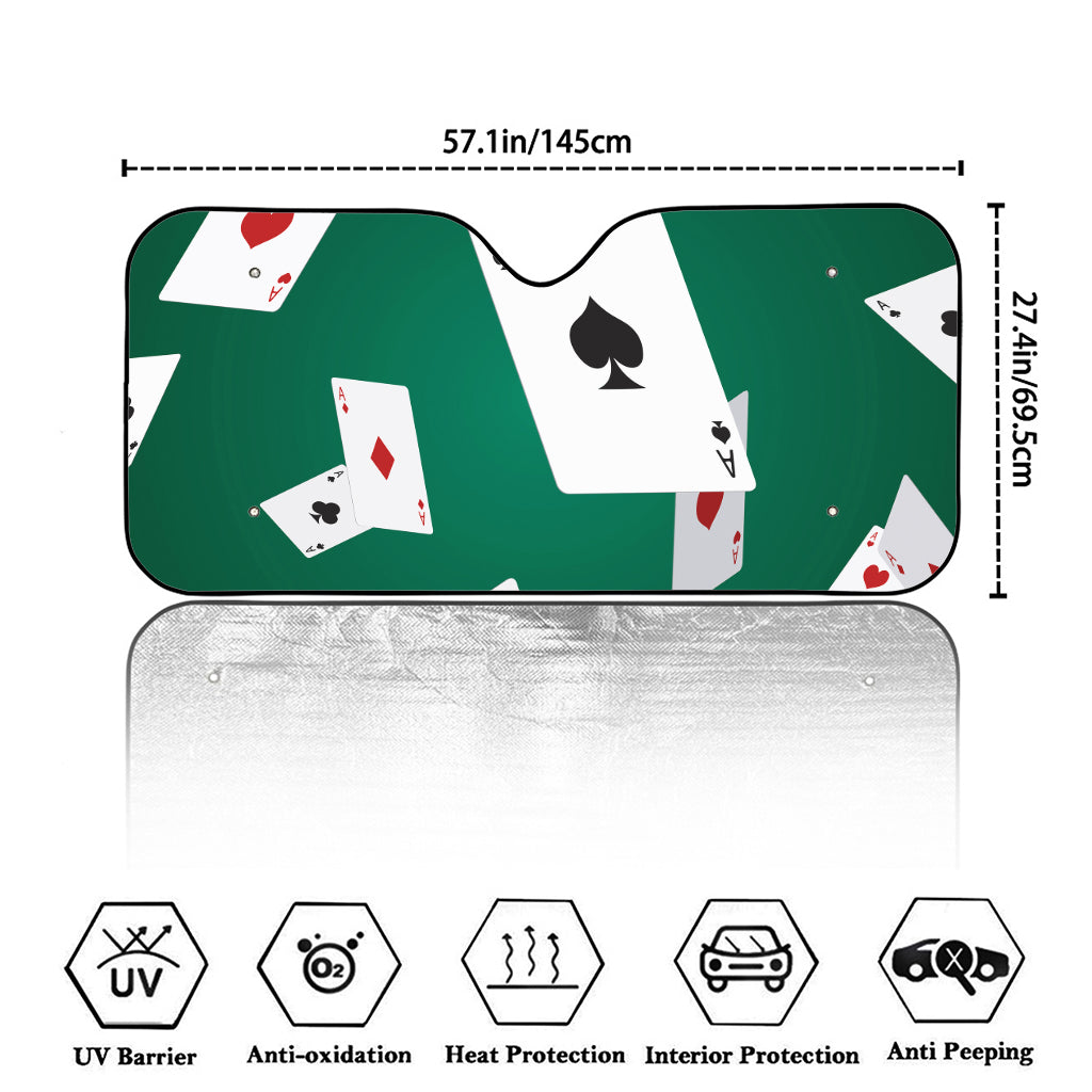 Falling Poker Cards Print Car Windshield Sun Shade