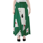 Falling Poker Cards Print Chiffon Maxi Skirt