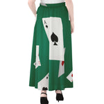 Falling Poker Cards Print Chiffon Maxi Skirt