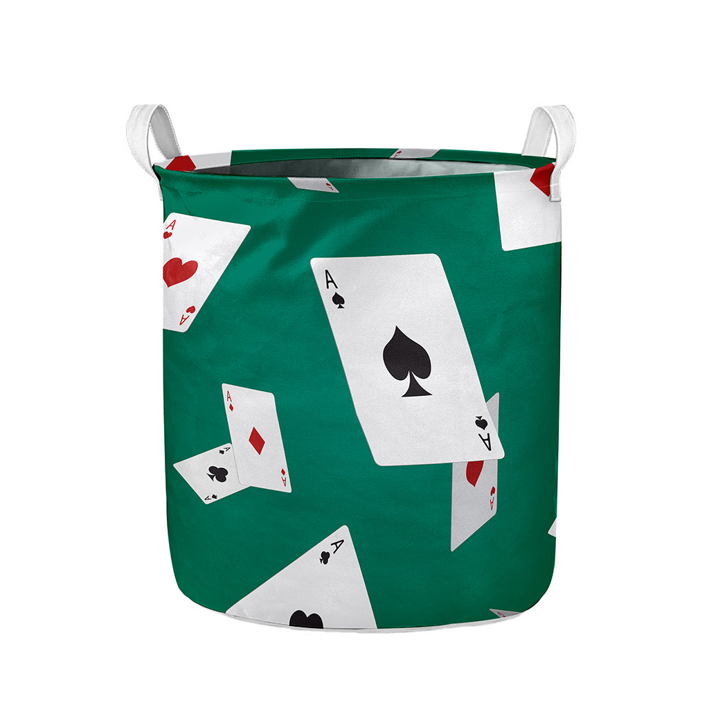 Falling Poker Cards Print Collapsible Laundry Basket