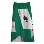 Falling Poker Cards Print Cotton Front Slit Maxi Skirt