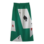 Falling Poker Cards Print Cotton Front Slit Maxi Skirt