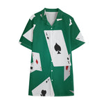 Falling Poker Cards Print Cotton Hawaiian Shirt