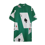 Falling Poker Cards Print Cotton Hawaiian Shirt