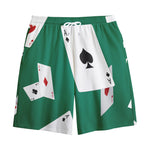 Falling Poker Cards Print Cotton Shorts